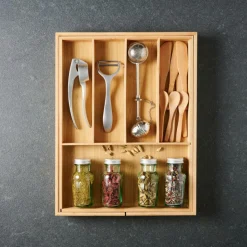 Paniers Tiroirs^CASA BAMBOO Organisateur Tiroir Escamotable Naturel