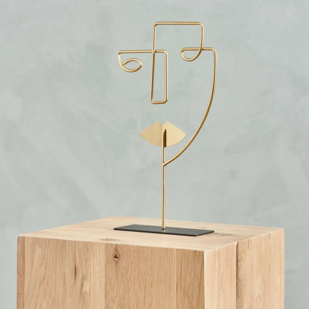 Figures Déco^CASA FACE Décoration Sur Pied Doré