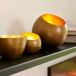 Porte-Bougies^CASA GIMINI Support Bougie Chauffe-plat Doré