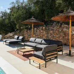 Tables Basses De Jardin|Salon De Jardin^CASA HANNA Lounge Teck Table D'appoint Noir, Naturel