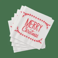 Serviettes^CASA MERRY CHRISTMAS Set De 20 Serviettes Rouge
