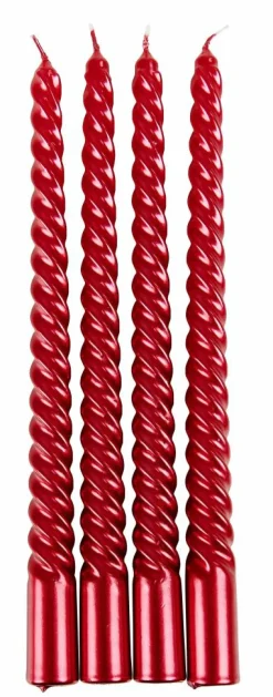 Bougies^CASA TWIST Bougies Torsadées Set De 4 Rouge