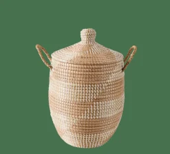 Paniers À Linge^CASA YASMINE Panier De Luxe Avec Couvercle Blanc, Naturel